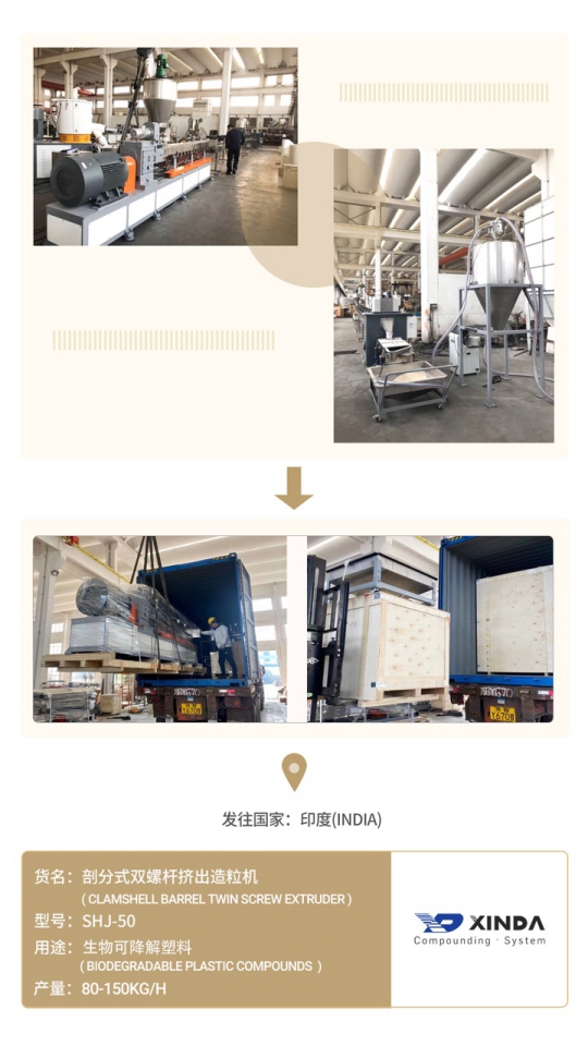 Extruder delivery_SHJ-50 twin screw extruder_Biodegradable compounds Extruder delivery_SHJ-50 twin screw extruder_Biodegradable compounds