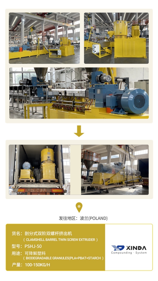 Extruder delivery_PSHJ-50 twin screw extruder_Biodegradable_PLA+PBAT+Starch Extruder delivery_PSHJ-50 twin screw extruder_Biodegradable_PLA+PBAT+Starch